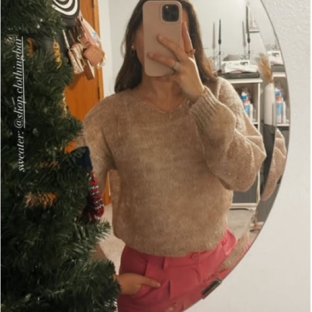 Women's Beige Sweater built in tank top